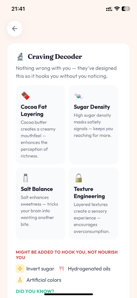 CraveShift decode screen 2